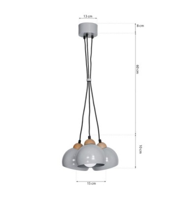 Lampa wisząca DAMA GRAY 3xE27