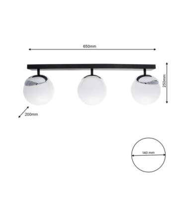 Lampa sufitowa SFERA BLACK/CHROME 3xE14