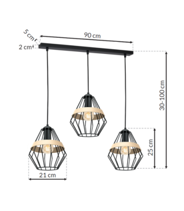 Lampa wisząca CLIFF BLACK 3xE27