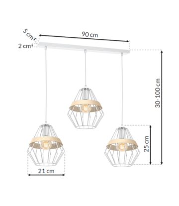 Lampa wisząca CLIFF WHITE 3xE27