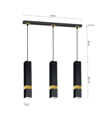 Lampa wisząca VIDAR BLACK/GOLD 3xGU10