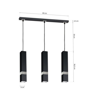 Lampa wisząca VIDAR BLACK/CHROME 3xGU10