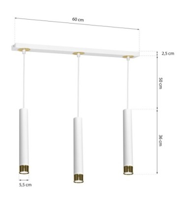 Lampa wisząca DANI WHITE/GOLD 3xGU10