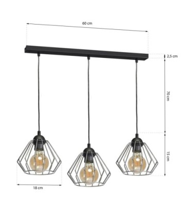 Lampa wisząca NORMAN BLACK 3xE27