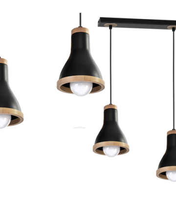 Lampa wisząca HOLLY BLACK / WOOD 3xE27 60W