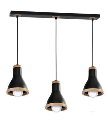 Lampa wisząca HOLLY BLACK / WOOD 3xE27 60W