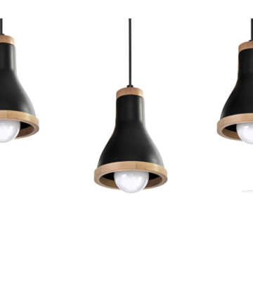 Lampa wisząca HOLLY BLACK / WOOD 3xE27 60W