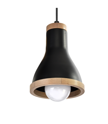 Lampa wisząca HOLLY BLACK / WOOD 3xE27 60W