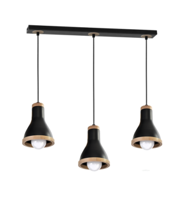 Lampa wisząca HOLLY BLACK / WOOD 3xE27 60W