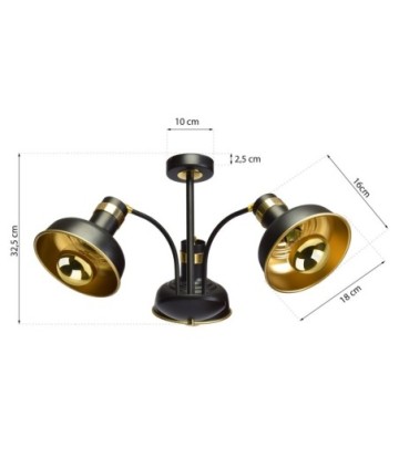 Lampa sufitowa MARGO BLACK/GOLD 3xE27