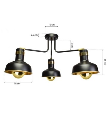 Lampa sufitowa MARGO 3xE27 BLACK/GOLD 3xE27