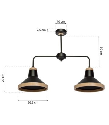 Lampa sufitowa SALMA BLACK / WOOD 2xE27