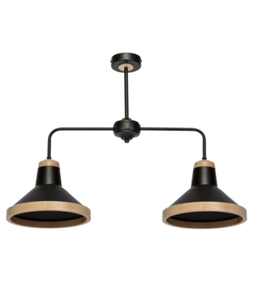 Lampa sufitowa SALMA BLACK / WOOD 2xE27