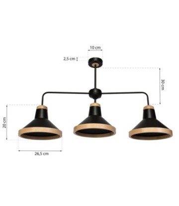 Lampa sufitowa SALMA BLACK / WOOD 3xE27