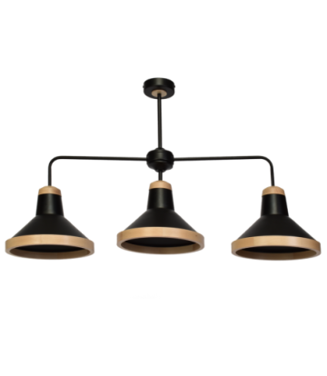 Lampa sufitowa SALMA BLACK / WOOD 3xE27