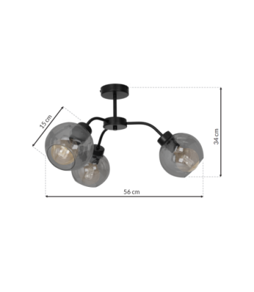 Lampa sufitowa SOFIA SMOKED 3xE27