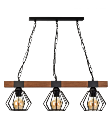 Lampa wisząca ULF BLACK/WOOD 3xE27