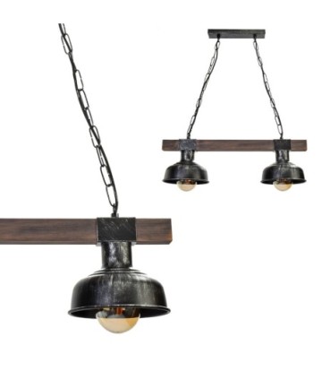 Lampa wisząca FARO BLACK/WOOD 2xE27