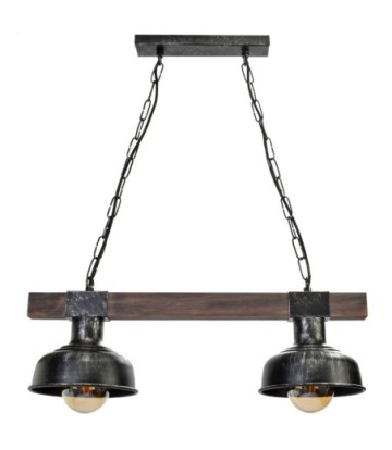 Lampa wisząca FARO BLACK/WOOD 2xE27