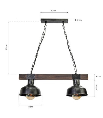 Lampa wisząca FARO BLACK/WOOD 2xE27