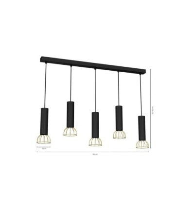 Lampa wisząca DANTE Black/Gold 5x mini GU10