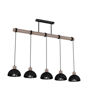 Lampa wisząca ERIK Sawn black/Patinated wood 5XE27