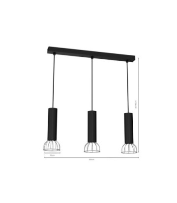 Lampa Wisząca DANTE BLACK/SILVER 3x mini GU10