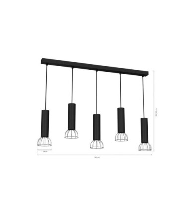 Lampa Wisząca DANTE BLACK/SILVER 5x mini GU10