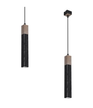 Lampa wisząca SOLO SAWN BLACK / PATINATED WOOD 1x mini GU10