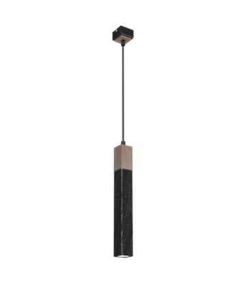 Lampa wisząca SOLO SAWN BLACK / PATINATED WOOD 1x mini GU10