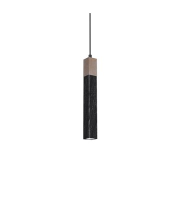 Lampa wisząca SOLO SAWN BLACK / PATINATED WOOD 1x mini GU10