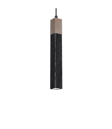 Lampa wisząca SOLO SAWN BLACK / PATINATED WOOD 1x mini GU10