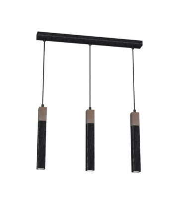 Lampa wisząca SOLO SAWN BLACK / PATINATED WOOD 3x mini GU10