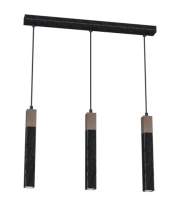 Lampa wisząca SOLO SAWN BLACK / PATINATED WOOD 3x mini GU10