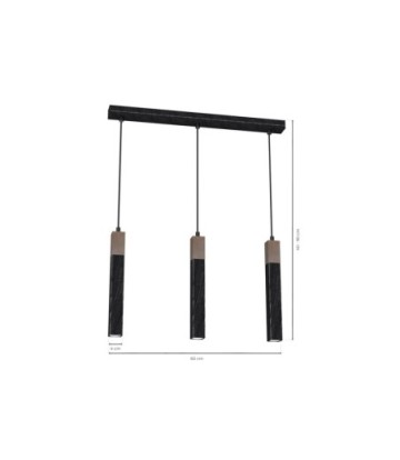 Lampa wisząca SOLO SAWN BLACK / PATINATED WOOD 3x mini GU10