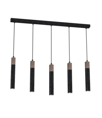 Lampa wisząca SOLO SAWN BLACK / PATINATED WOOD 5x mini GU10