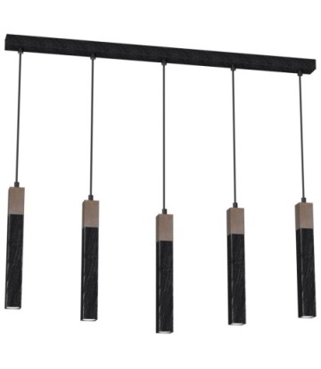 Lampa wisząca SOLO SAWN BLACK / PATINATED WOOD 5x mini GU10