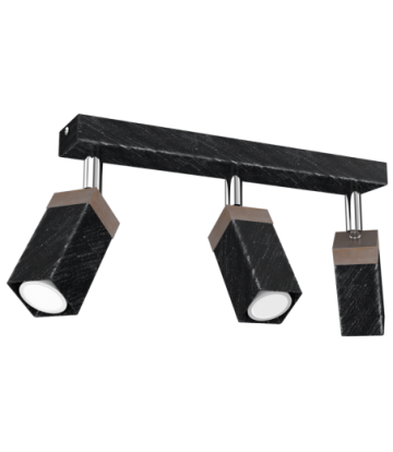 Lampa sufitowa SOLO SAWN BLACK / PATINATED WOOD 3x mini GU10