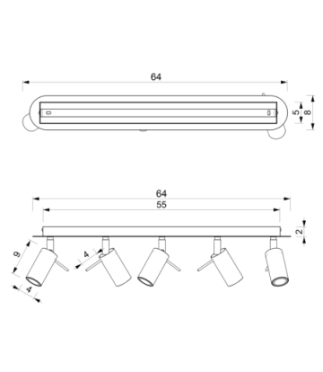 Lampa sufitowa PRESTON WHITE/CHROME 5x mini GU10