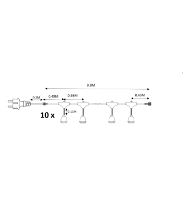 GIRLANDA 10 METRÓW Z ŻARÓWKĄ FILAMENTOWĄ 10x1,5W