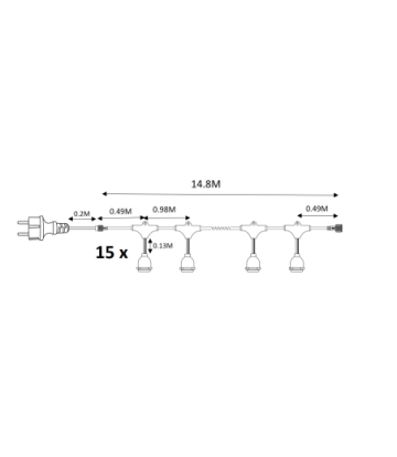 GIRLANDA 15 METRÓW (bez żarówek)