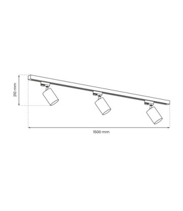 Zestaw Szynoprzewód 3xPipe GU10 + Prowadnica 1,5m - Czarny