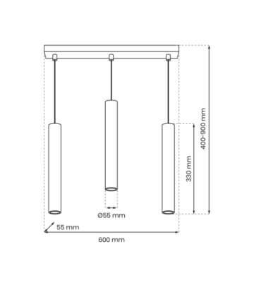 Lampa wisząca HUDSON BLACK 3xGU10